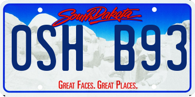 SD license plate 0SHB93