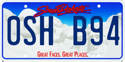 SD license plate 0SHB94