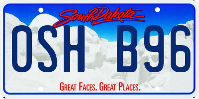 SD license plate 0SHB96