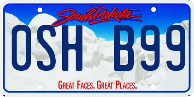 SD license plate 0SHB99