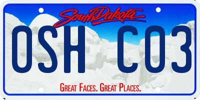 SD license plate 0SHC03