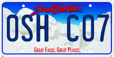 SD license plate 0SHC07