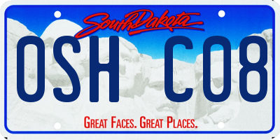 SD license plate 0SHC08