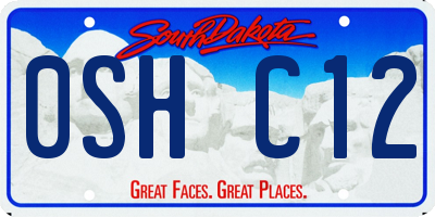 SD license plate 0SHC12