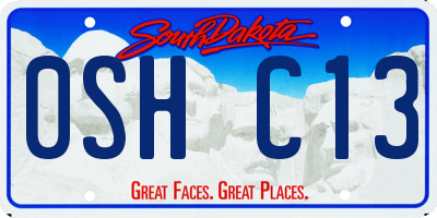 SD license plate 0SHC13