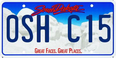 SD license plate 0SHC15