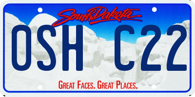 SD license plate 0SHC22