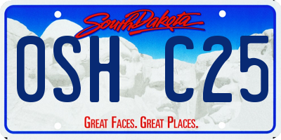 SD license plate 0SHC25