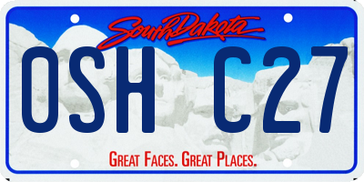 SD license plate 0SHC27
