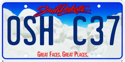 SD license plate 0SHC37