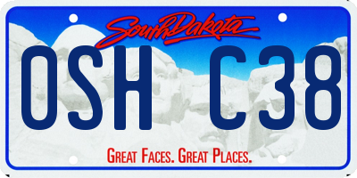SD license plate 0SHC38