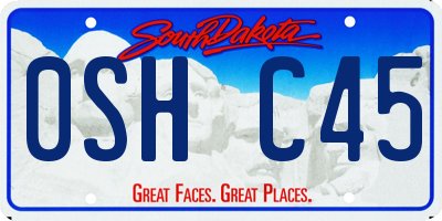 SD license plate 0SHC45