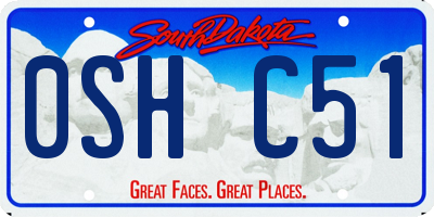 SD license plate 0SHC51