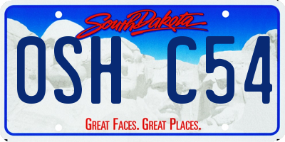 SD license plate 0SHC54