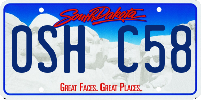 SD license plate 0SHC58