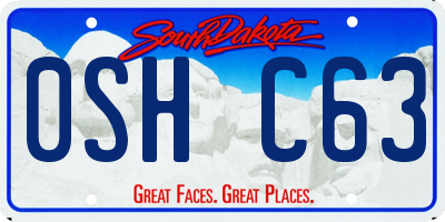SD license plate 0SHC63