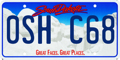 SD license plate 0SHC68