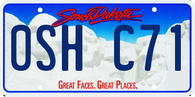 SD license plate 0SHC71