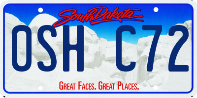 SD license plate 0SHC72