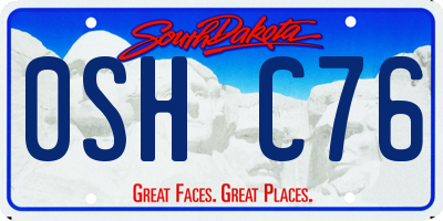SD license plate 0SHC76