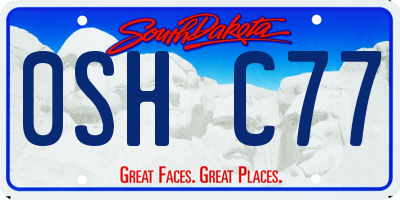 SD license plate 0SHC77