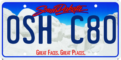 SD license plate 0SHC80