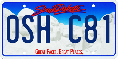SD license plate 0SHC81