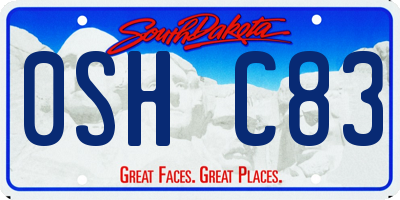 SD license plate 0SHC83
