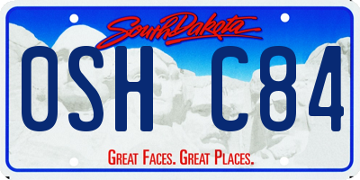 SD license plate 0SHC84