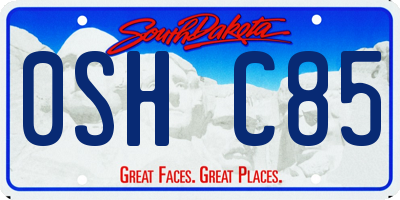 SD license plate 0SHC85