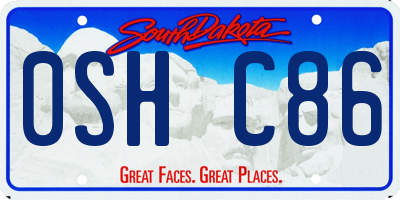 SD license plate 0SHC86