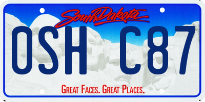 SD license plate 0SHC87