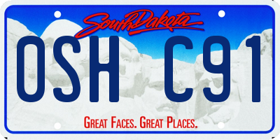 SD license plate 0SHC91