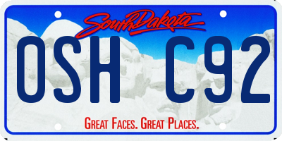 SD license plate 0SHC92