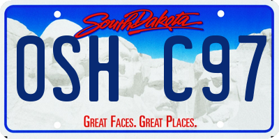 SD license plate 0SHC97