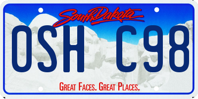 SD license plate 0SHC98