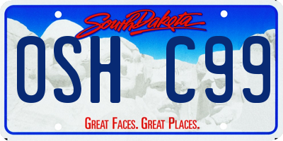 SD license plate 0SHC99
