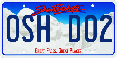 SD license plate 0SHD02