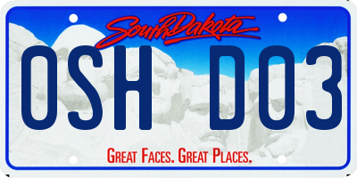 SD license plate 0SHD03