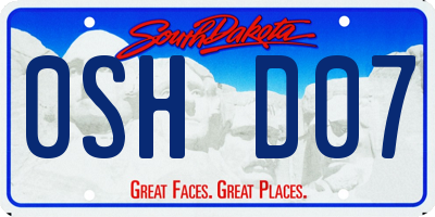 SD license plate 0SHD07