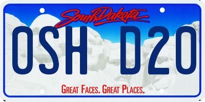 SD license plate 0SHD20