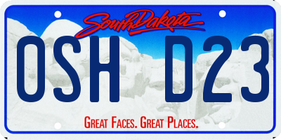 SD license plate 0SHD23