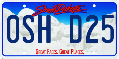 SD license plate 0SHD25