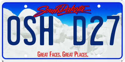 SD license plate 0SHD27