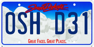 SD license plate 0SHD31