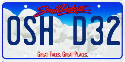 SD license plate 0SHD32