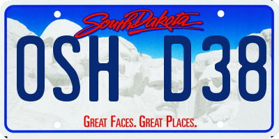 SD license plate 0SHD38