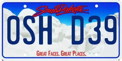 SD license plate 0SHD39