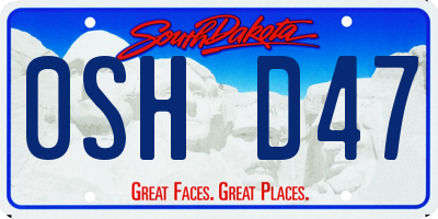 SD license plate 0SHD47