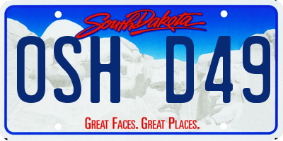 SD license plate 0SHD49
